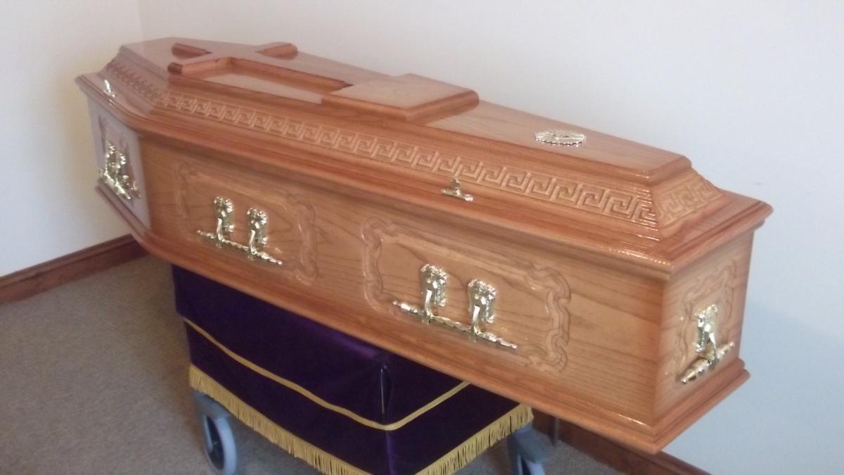Solid Oak Coffin.JPG