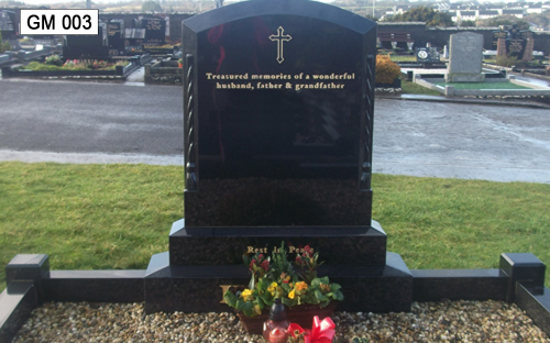 Gavins Memorials, Ballyhaunis, Co Mayo, Ireland.  Roped Boulder - GM 003