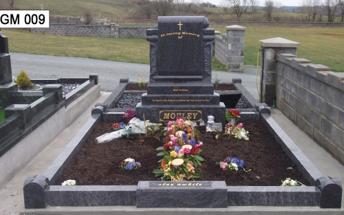 Gavins Memorials, Ballyhaunis, Co Mayo, Ireland.  Blue Lagoon Scroll - GM 009