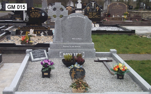 Gavins Memorials, Ballyhaunis, Co Mayo, Ireland.  Grey Granite Celtic Cross with G1 Face- GM 015