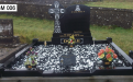 Gavins Memorials, Ballyhaunis, Co Mayo, Ireland.  Celtic Cross on side of Black Headstone 1 - GM 006