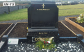 Gavins Memorials, Ballyhaunis, Co Mayo, Ireland.  Black Scroll - GM 012